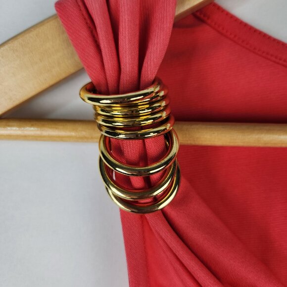 Kenneth Cole REACTION Salmon Sleeveless Cowl Blouse With Faux Gold Rings XS - Picture 5 of 7